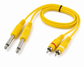 MR 2 Mono to 2 RCA Audio Cable Yellow PVC | Dual 6.35mm Mono to Dual RCA Male Cable | For Amplifier, Mixer, Speaker & Audio Equipment