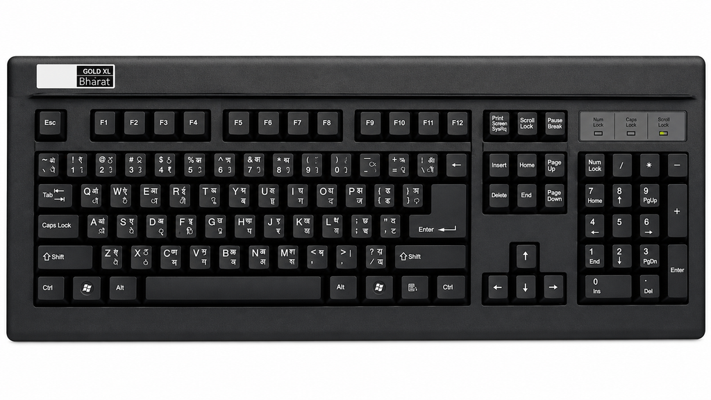 TVS Gold Bharat Hindi Typing Mechanical Keyboard | Bilingual English & Hindi Keyboard | 104 Keys | Wired USB | Mechanical Switches | For Hindi Typing, Office & Computer
