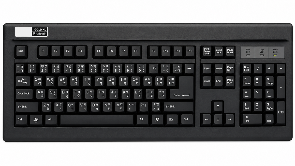 TVS Gold Bharat Hindi Typing Mechanical Keyboard | Bilingual English & Hindi Keyboard | 104 Keys | Wired USB | Mechanical Switches | For Hindi Typing, Office & Computer