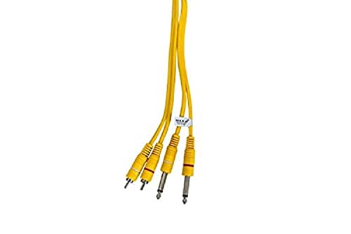 MR 2 Mono to 2 RCA Audio Cable Yellow PVC | Dual 6.35mm Mono to Dual RCA Male Cable | For Amplifier, Mixer, Speaker & Audio Equipment