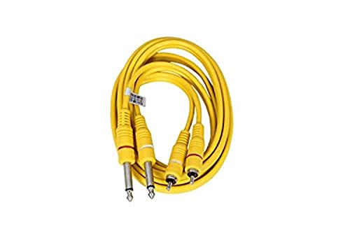 MR 2 Mono to 2 RCA Audio Cable Yellow PVC | Dual 6.35mm Mono to Dual RCA Male Cable | For Amplifier, Mixer, Speaker & Audio Equipment
