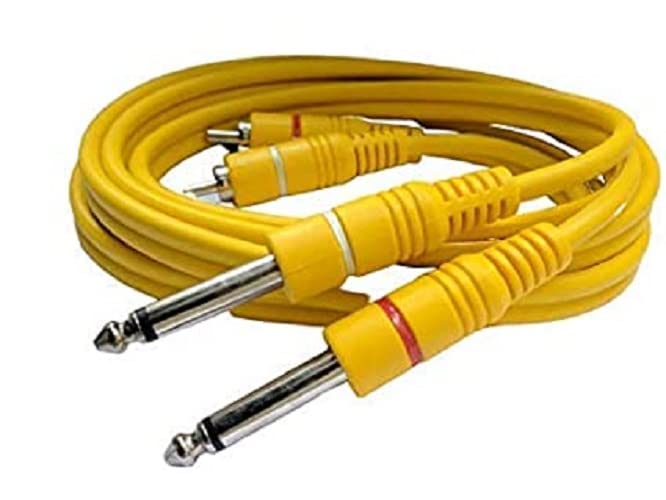 MR 2 Mono to 2 RCA Audio Cable Yellow PVC | Dual 6.35mm Mono to Dual RCA Male Cable | For Amplifier, Mixer, Speaker & Audio Equipment