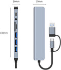 MR 8-in-1 USB Hub | USB-A & USB-C Dual Plug | USB 3.0 + 3× USB 2.0 | SD & TF Card Reader | USB-C Port & 3.5mm Audio | 5Gbps Data Transfer