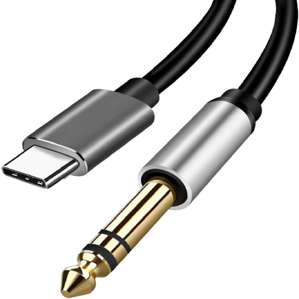 MR Type C to Mono Audio Cable | USB Type-C to 6.35mm Mono Cable | Metal Connector | For Mixer, Amplifier, Speaker & Audio Equipment
