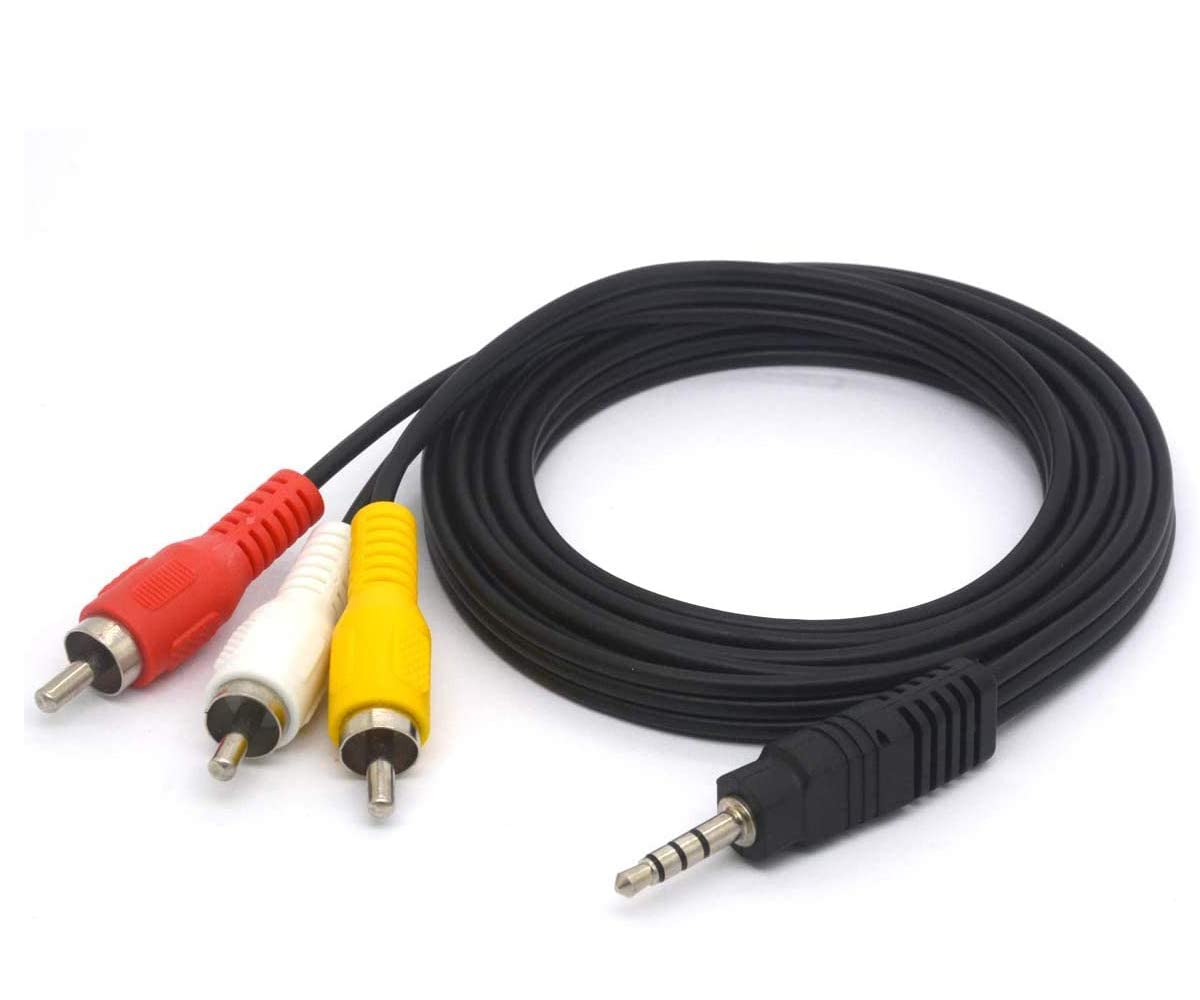 MR 3 RCA to Stereo Audio Cable Plastic | 3 RCA Male to 3.5mm Stereo AUX Cable | PVC Cable | For TV, DVD, Speaker, Amplifier & Home Theatre
