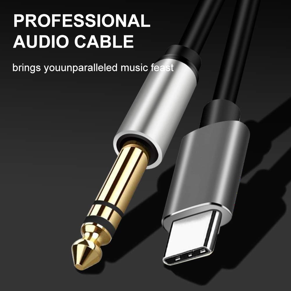 MR Type C to Mono Audio Cable | USB Type-C to 6.35mm Mono Cable | Metal Connector | For Mixer, Amplifier, Speaker & Audio Equipment
