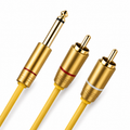 MR Mono to 2 RCA Audio Cable Metal | 6.35mm Mono to Dual RCA Male Cable | PVC Cable with Metal Connectors | For Mixer, Amplifier, Speaker & Audio Equipment