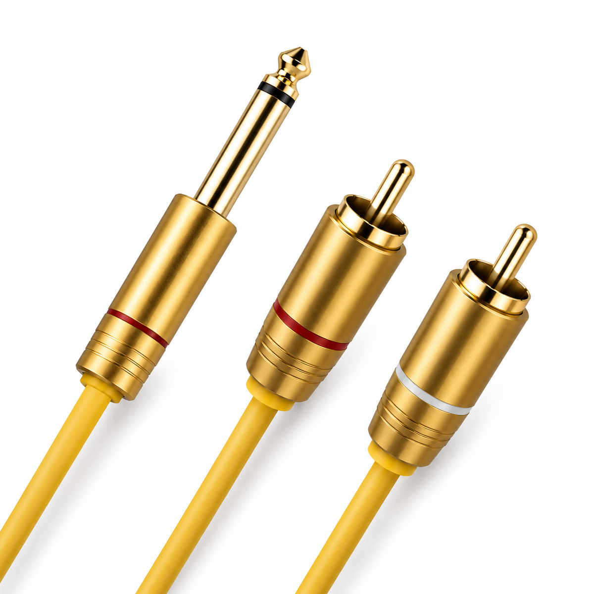 MR Mono to 2 RCA Audio Cable Metal | 6.35mm Mono to Dual RCA Male Cable | PVC Cable with Metal Connectors | For Mixer, Amplifier, Speaker & Audio Equipment