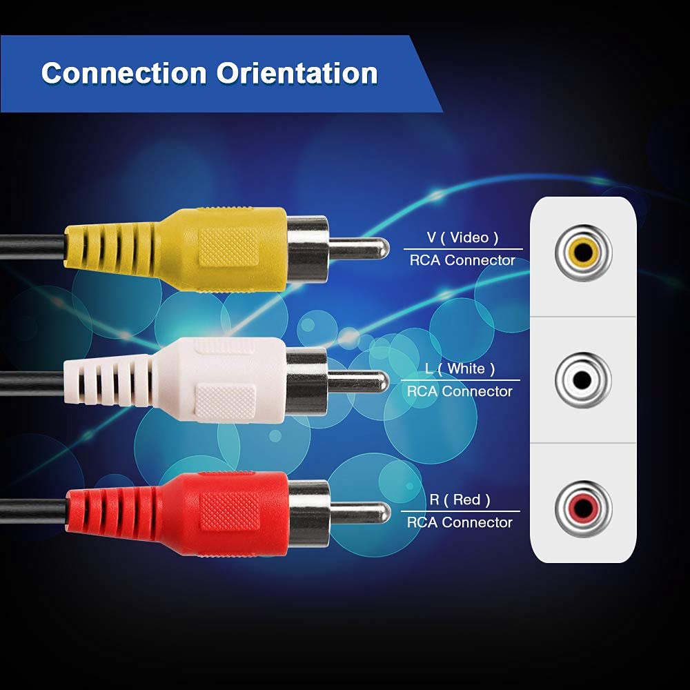 MR 3 RCA to 3 RCA Audio Video Cable Plastic | Triple RCA Male to Male Cable | Red White Yellow PVC Cable | For TV, DVD, Set Top Box & Home Theatre