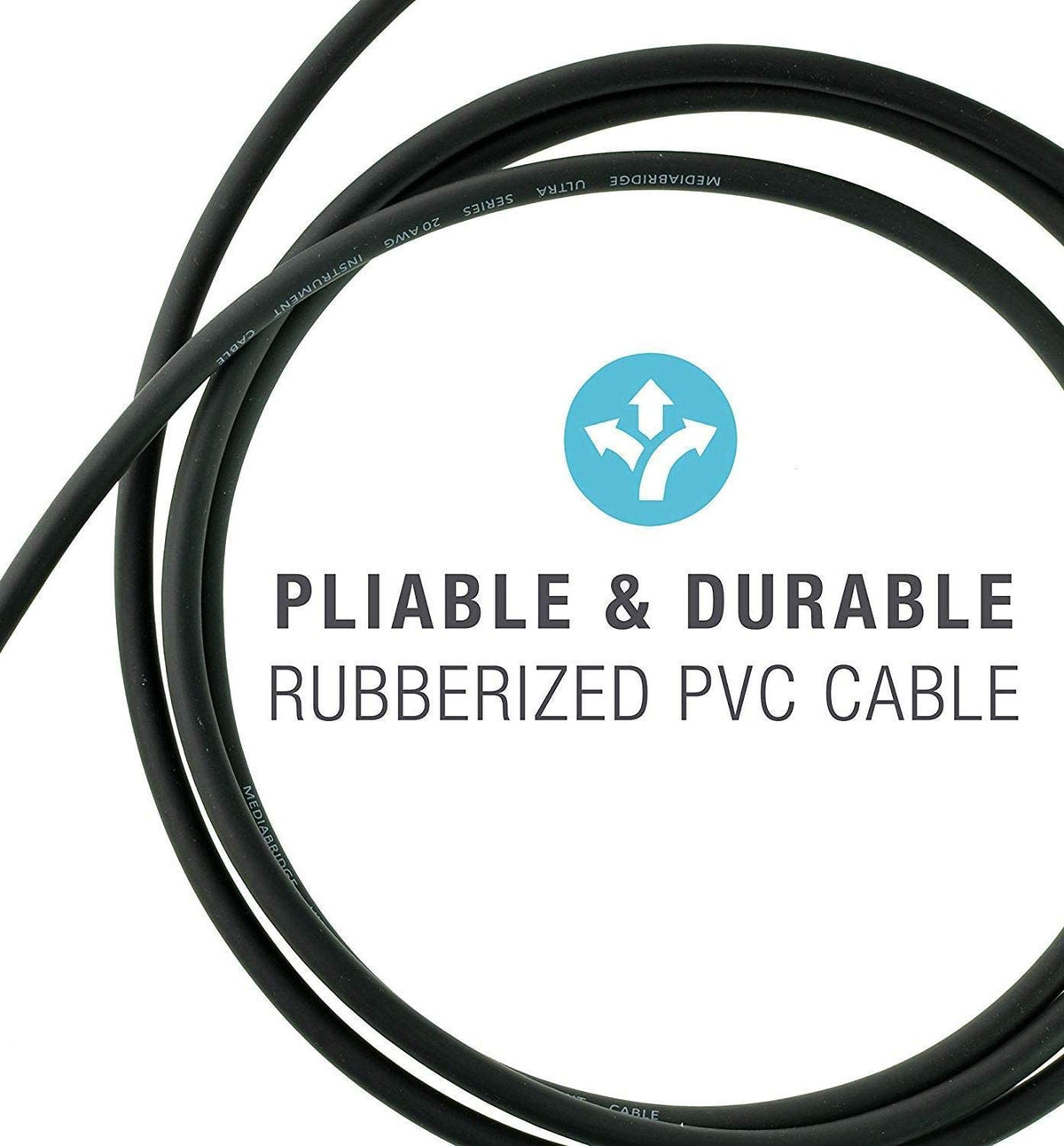 MR Stereo to Mono Audio Cable Black | 3.5mm Stereo to 6.35mm Mono Cable | Black PVC Cable | For Mixer, Amplifier, Speaker & Audio Equipment