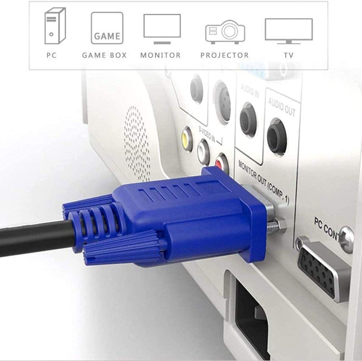 MR VGA Cable | VGA to VGA Male to Male Cable | HD Video Display Cable | For PC, Laptop, Monitor, Projector & LED Display