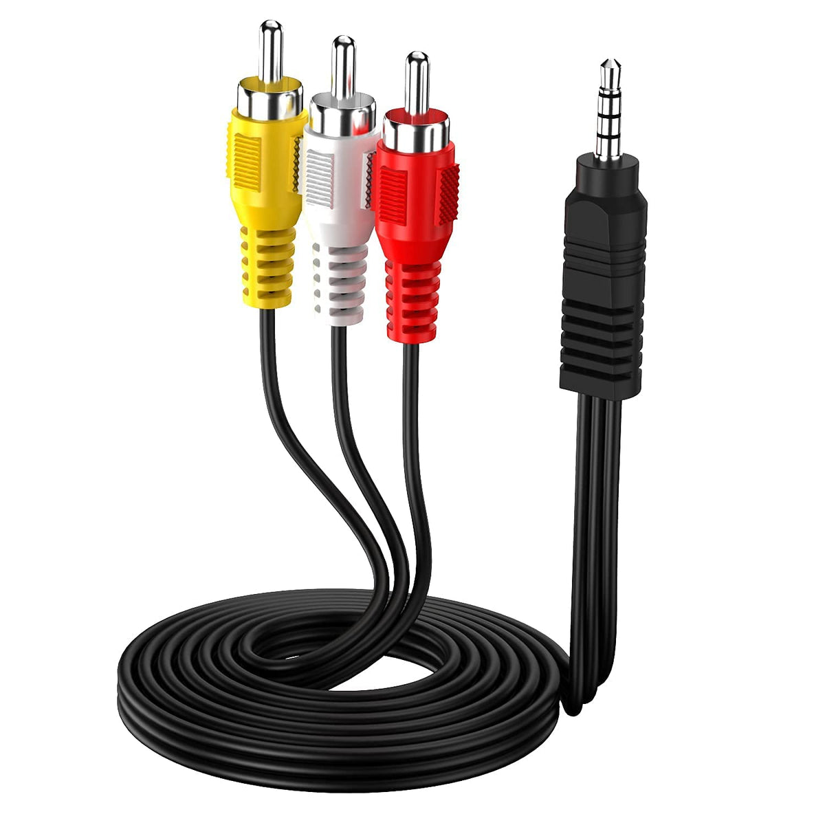 MR 3 RCA to Stereo Audio Cable Plastic | 3 RCA Male to 3.5mm Stereo AUX Cable | PVC Cable | For TV, DVD, Speaker, Amplifier & Home Theatre