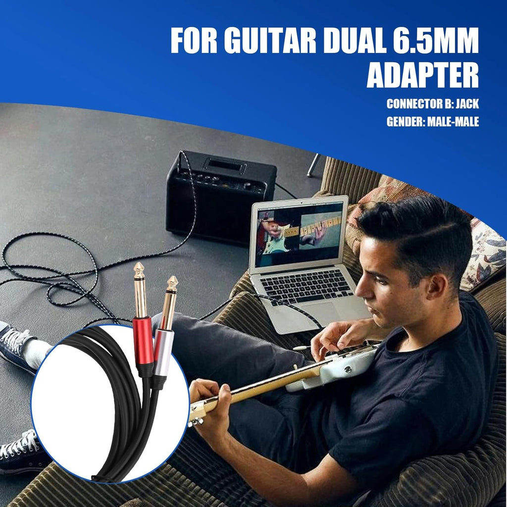 MR Stereo to 2 Mono Audio Cable Metal | 3.5mm Stereo to Dual 6.35mm Mono Cable | Premium Metal Connector | For Mixer, Amplifier, Speaker & Audio Equipment