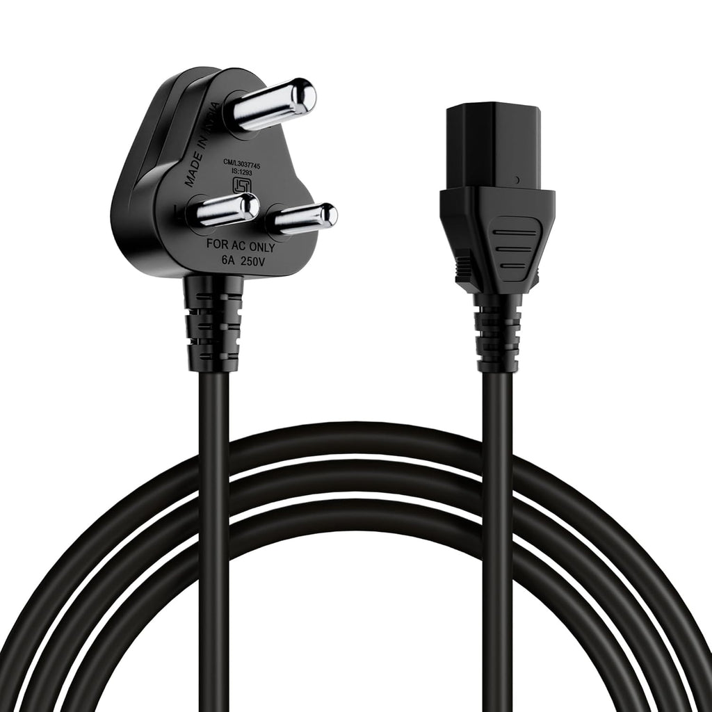 MR Computer Power Cable | 3 Pin Power Cord | PC Power Supply Cable | For Desktop Computer, Monitor, Printer, UPS & Other Devices