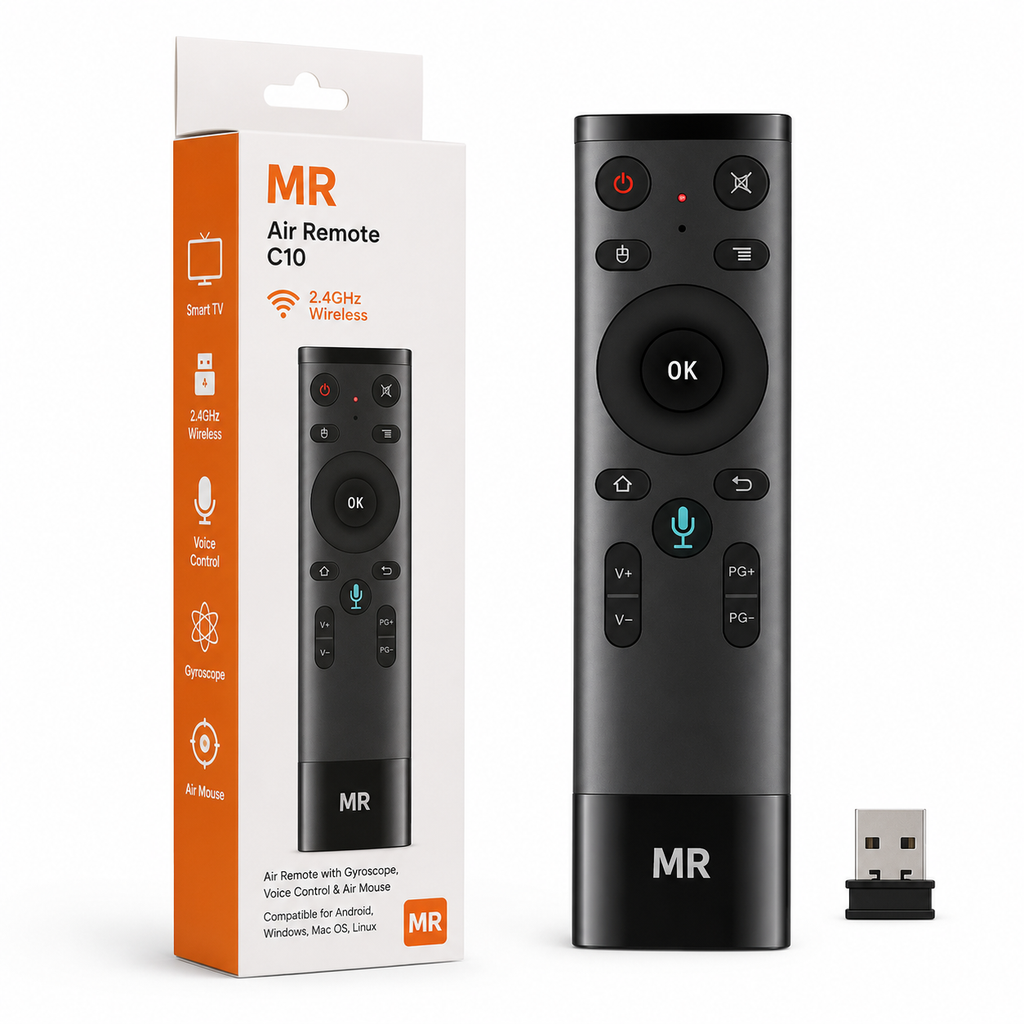 MR Air Mouse Remote with Voice Control | 2.4GHz Wireless Motion Sensor Remote | Smart TV, Android TV Box & PC Remote Control