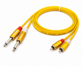 MR 2 Mono to 2 RCA Audio Cable Yellow PVC | Dual 6.35mm Mono to Dual RCA Male Cable | For Amplifier, Mixer, Speaker & Audio Equipment