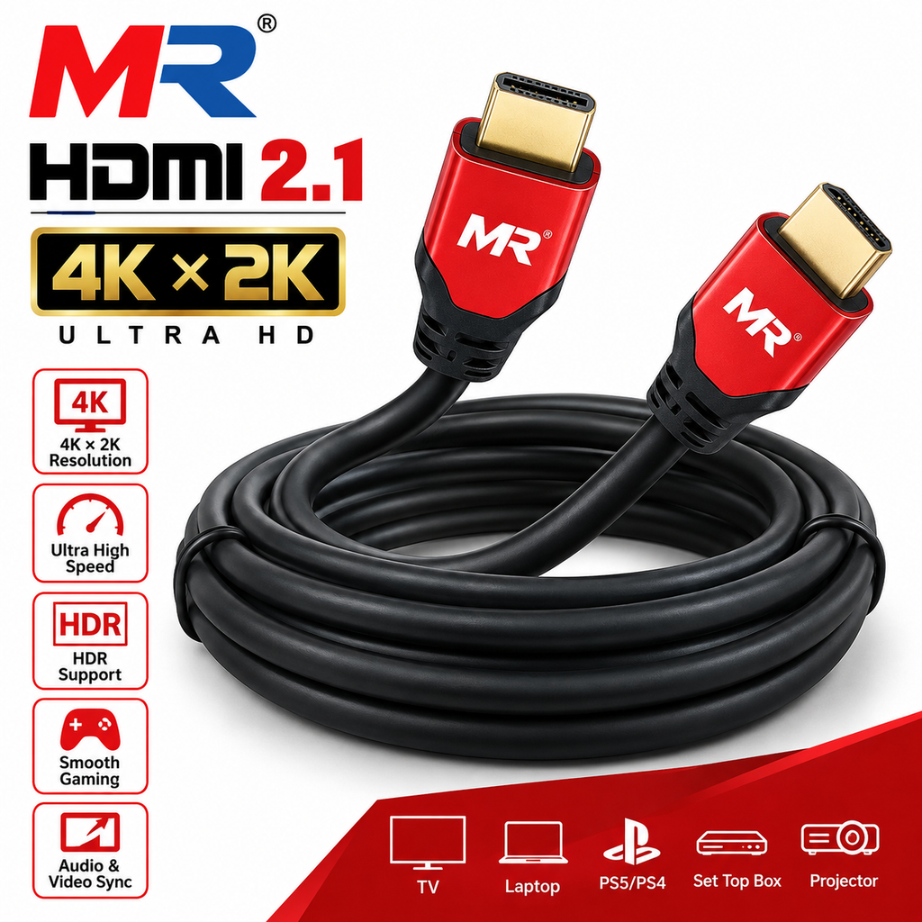 MR 4K HDMI Cable | High Speed HDMI Cable | 4K Ultra HD | 24K Gold Plated Connectors | HDMI to HDMI Cable for TV, Monitor, Laptop, Projector & PS